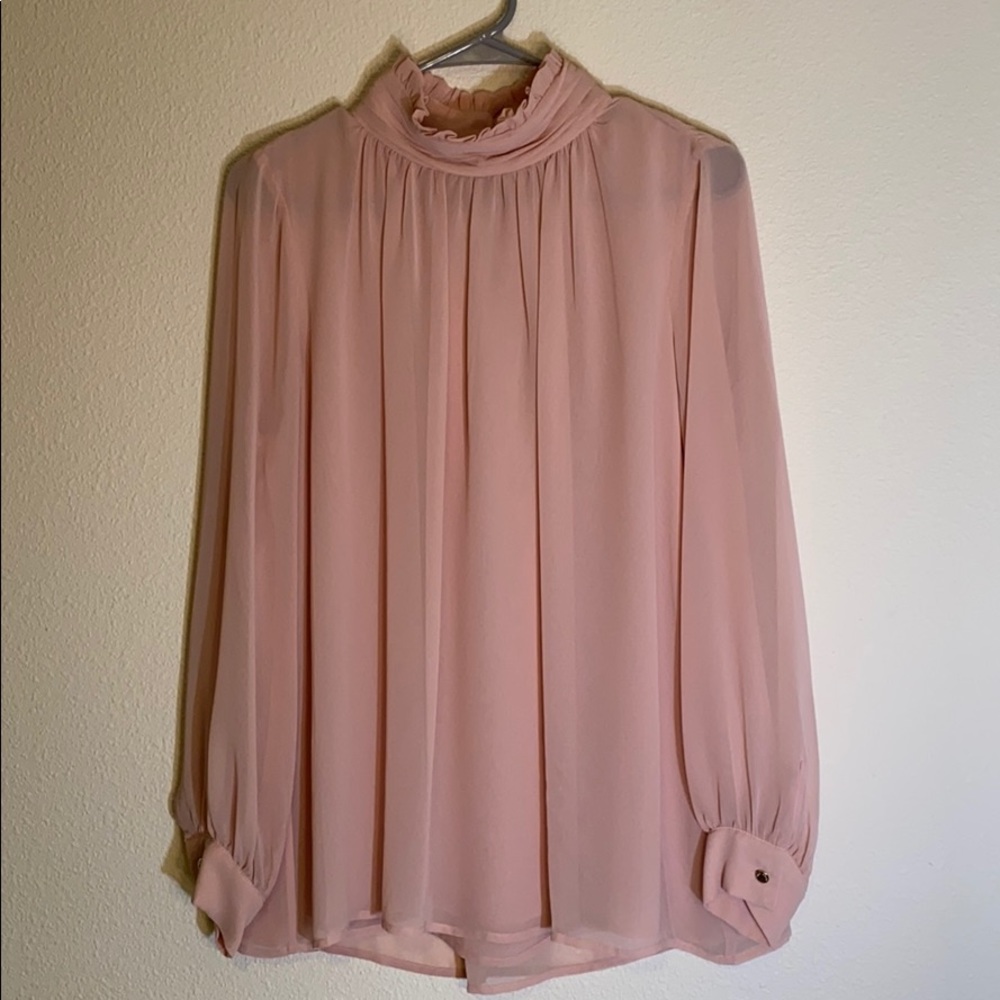 Vince Camuto Ruffle Mock Neck Blouse, Roses Flush